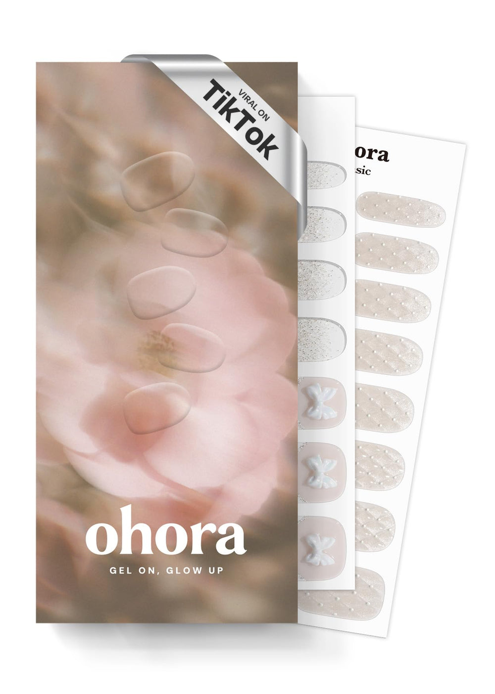 ohora N Grace Bloom white base gel nail strips for a clean salon-ready look