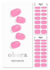Ohora Semi Cured Gel Nail Strips N Tint High-Teen pink close-up for long-lasting salon-like shine.