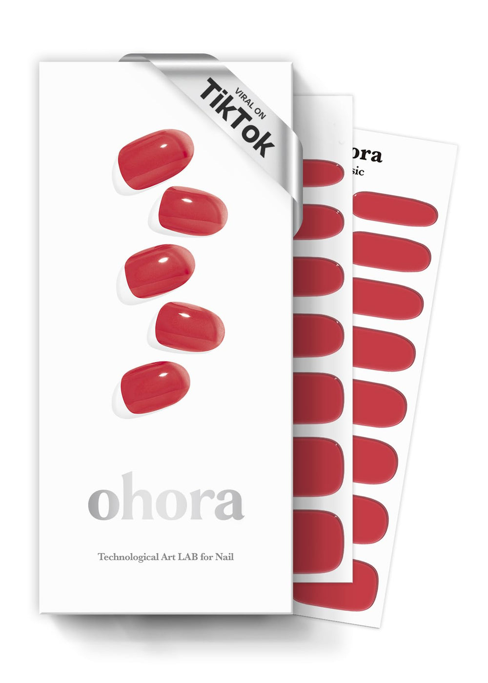Ohora Semi Cured Gel Nail Strips N Tint Brick in red for a glossy, long-lasting manicure.