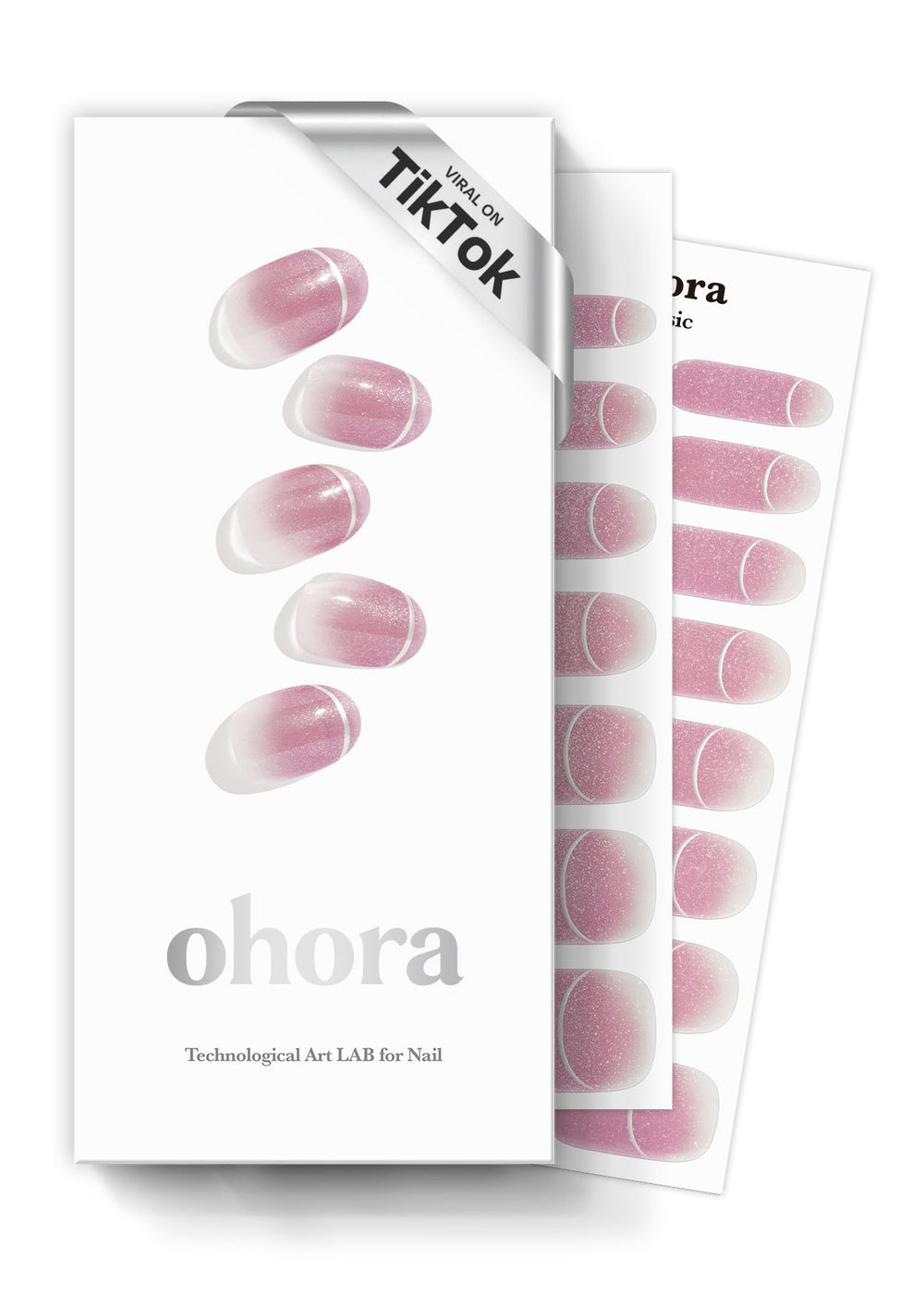Ohora pink semi-cured nail strips for easy at-home salon-quality manicure.