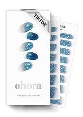 ohora Waterbomb blue glitter wraps for salon-quality nails at home.