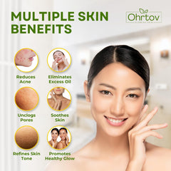 Ohrtov sulfur face wash foaming action highlighting pore cleansing and shine reduction