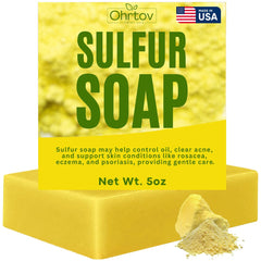 Ohrtov sulfur soap bar close-up with creamy lather for oil control
