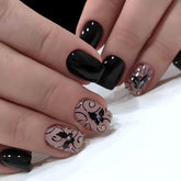 OHWODA extra short square black glossy nails for a chic, fast manicure