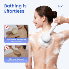 Oh,XIYU back scrubber with lollipop-textured bristles delivering gentle exfoliation.