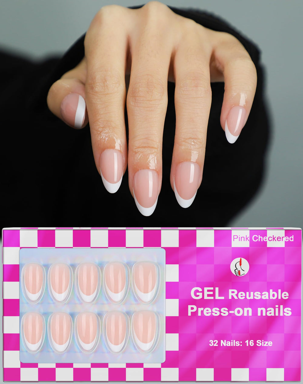 OIFEN French almond gel nails with glossy finish for instant glamour.