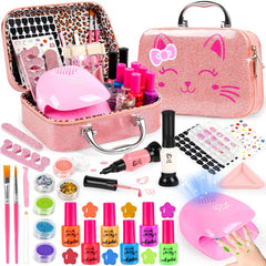 Oisacirg kids nail polish set with cat storage case keeps art supplies organized for playtime.