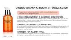 Orjena Vitamin C Serum packaging label emphasizes quality and consistency