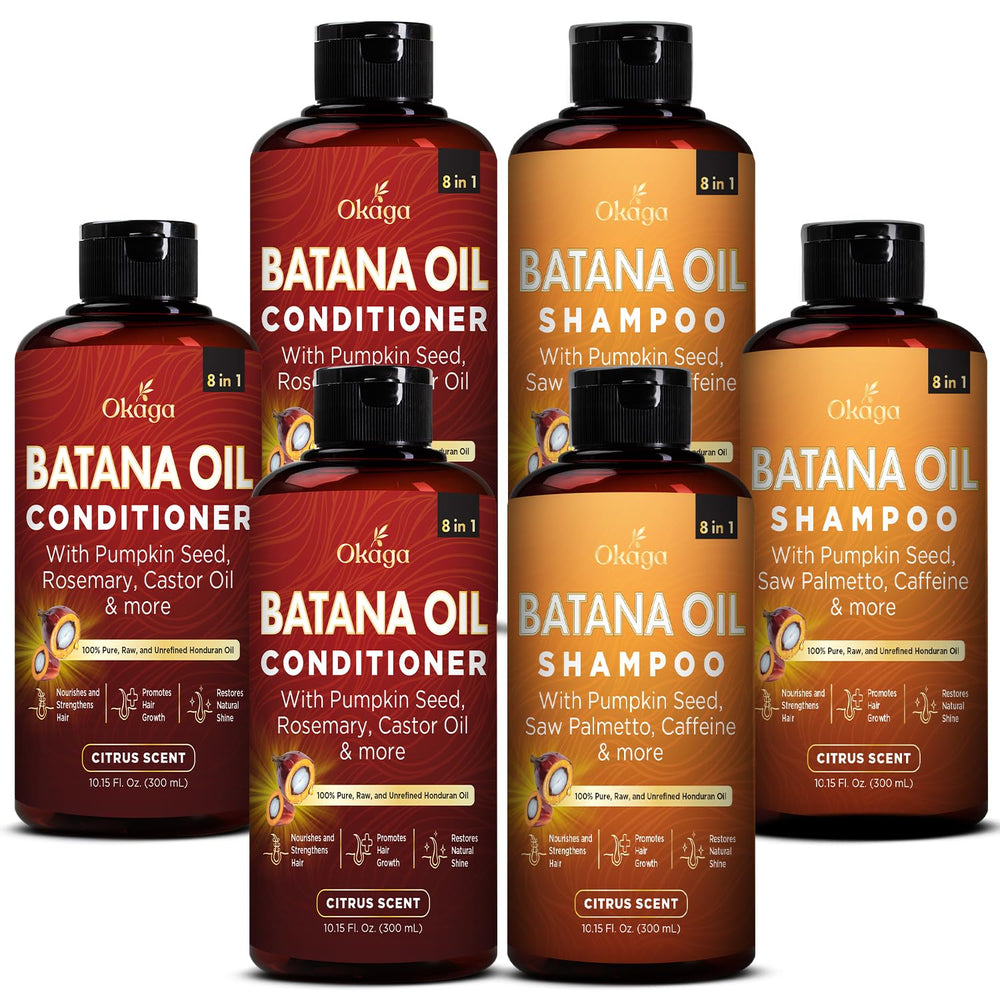 Okaga Batana Oil Shampoo bottle showing gentle cleansing for textured hair