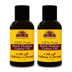 Okay Black Haitian Castor Oil bottle 2-pack ready for use on hair and skin