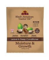 OKAY Black Jamaican Castor Oil Leave-In Conditioner bottle showing rich moisture for curly hair.