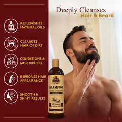 OKAY for MEN Castor Oil Shampoo creating rich lather for thorough scalp cleansing