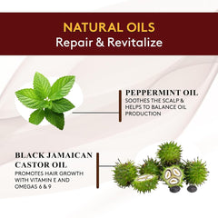 Okay Pure Naturals castor oil on scalp showing conditioning benefits