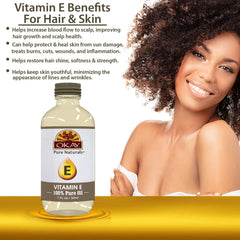OKAY Vitamin E Oil on hair adds nourishment and a healthy shine.