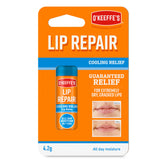 O'Keeffe's Cooling Relief lip balm stick close-up showing minty cooling and long-lasting moisture
