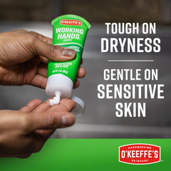 O'Keeffe's Working Hands cream forming a protective barrier on skin.