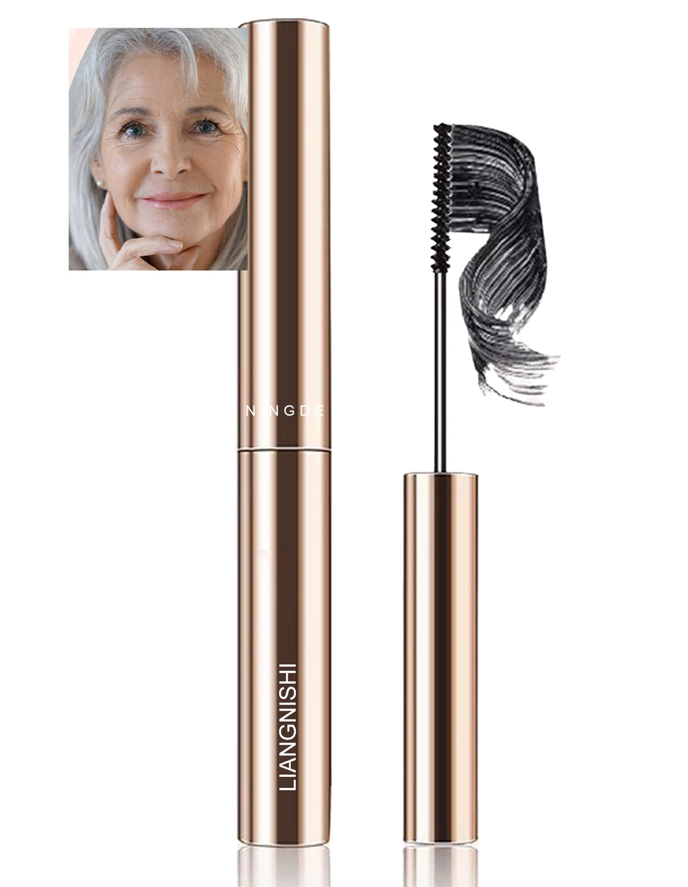 Okerker Black Mascara with microscopic wand angled brush targets every fine lash for precision