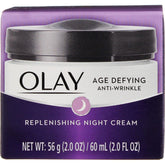 Olay anti-wrinkle night cream 2oz jar delivering overnight hydration for smoother skin.