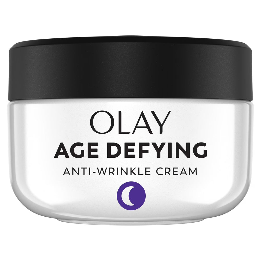 Olay Age Defying night cream jar showing hydration for aging skin