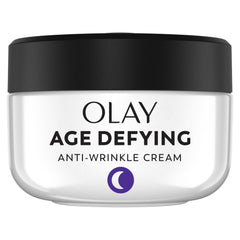 Olay Age Defying night cream jar showing hydration for aging skin