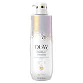 Olay Body Wash bottle highlights elasticity formula for firmer-looking skin.