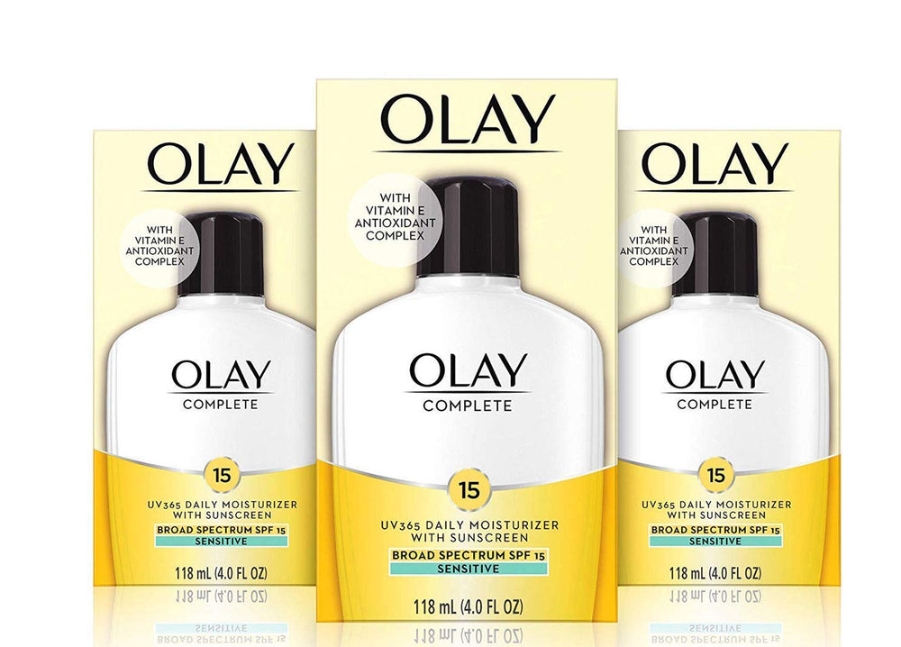 Olay Complete All Day Moisturizer SPF 15 tube close-up for sensitive skin hydration