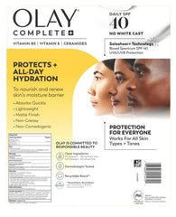 Olay Complete SPF 40 bottle in a morning routine setup.