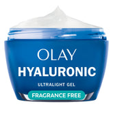 Olay Regenerist Hyaluronic Acid Gel bottle pump delivers fast, lasting hydration for dry skin.