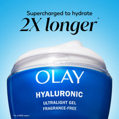 Olay Regenerist Hyaluronic Acid Gel fragrance-free label highlights clean, fragrance-free formula.