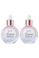 Olay Super Serum Twin Pack bottle front view showing compact hydration for daily use