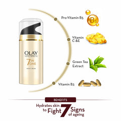 Olay Total Effects cream dispense showing easy night time application for smoother skin.