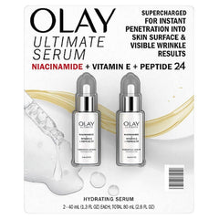 Olay Ultimate Niacinamide serum front view, fragrance-free hydration for daily use
