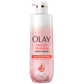 Olay Watermelon Fizz bottle glistening with intense hydration.