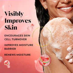 Olay Watermelon Fizz foam creating refreshing shower lather.