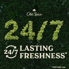 Old Spice packaging highlights a long-lasting scent ideal for workouts and office days.