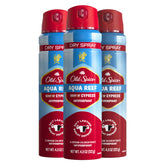 Old Spice Aqua Reef dry spray bottle for all-day odor protection.