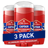 Old Spice Captain deodorant bottle front shows long-lasting bergamot freshness.