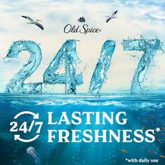 Old Spice Deep Cleanse foamy lather close-up highlighting exfoliation benefits.