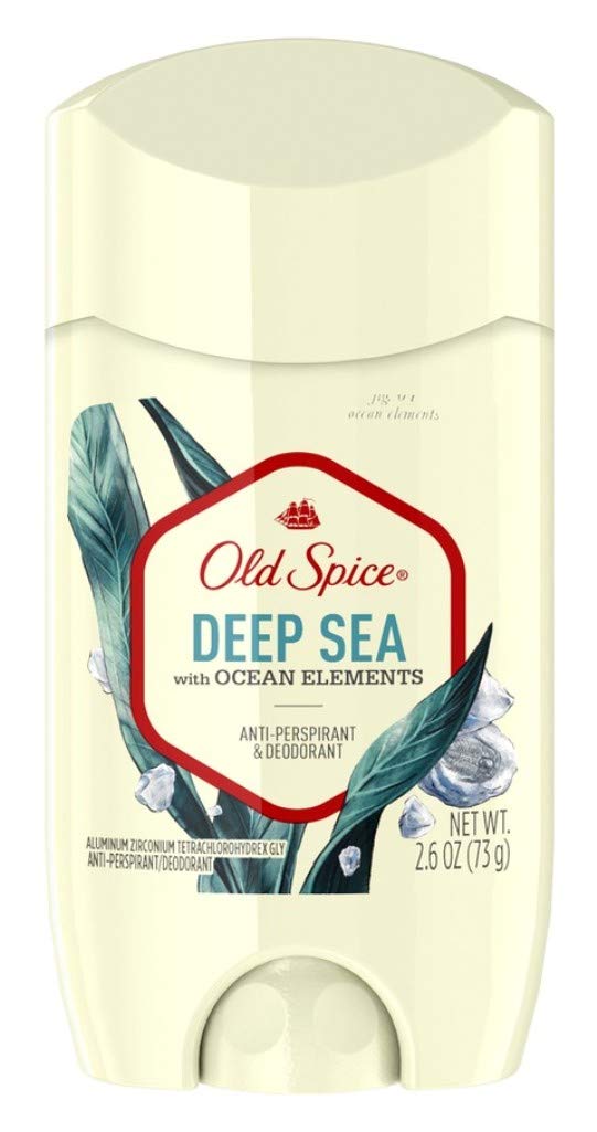 Old Spice Deep Sea solid anti-perspirant reduces underarm wetness for daily wear.