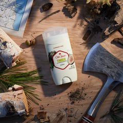 Old Spice Fresher Timber packaging box image emphasizes convenient, quick-dry protection