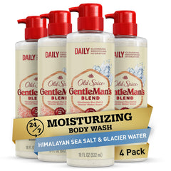 Old Spice Gentleman's Exfoliating Body Wash bottle pour for a refreshing daily cleanse.
