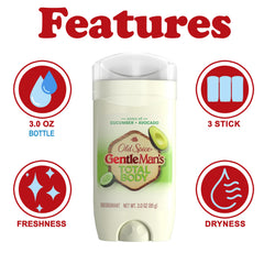 Old Spice Gentlemans Total Body Deodorant Stick application swipe demonstrates quick, mess-free odor protection.