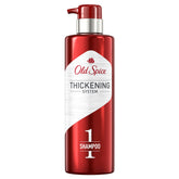 Old Spice Hair Thickening Shampoo bottle ready for daily use to support fullness.