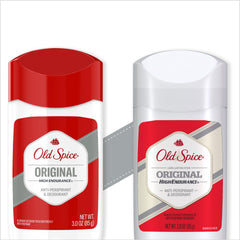 Old Spice High Endurance Original deodorant applied to underarm for lasting freshness.
