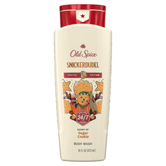 Old Spice Holidudes Snickerdudel Sugar Cookie bottle, festive scent for holiday grooming.