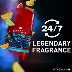 Old Spice Krakengard bottle close-up emphasizing the deep ocean scent.