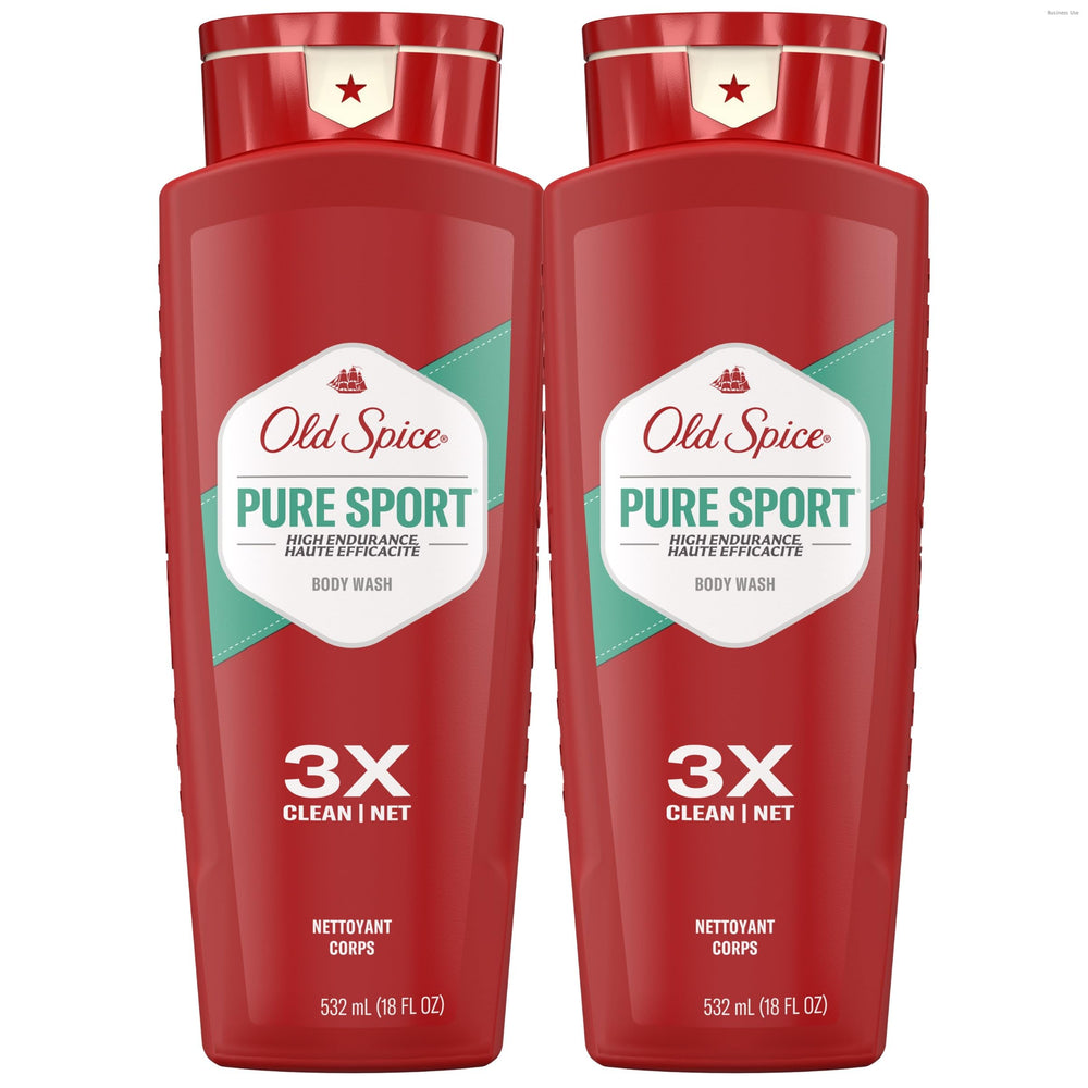 Old Spice refreshing body wash bottle pour for easy daily cleansing.