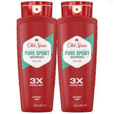 Old Spice refreshing body wash bottle pour for easy daily cleansing.