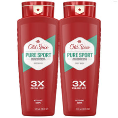 Old Spice refreshing body wash bottle pour for easy daily cleansing.