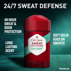 Old Spice Sweat Defense soft solid stick being applied for dry, comfortable underarms.